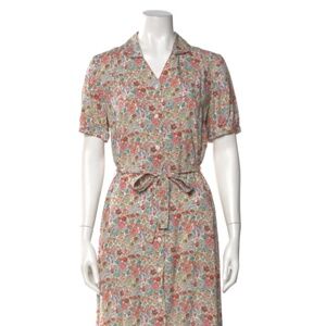 APC Carmen Button Down Floral Printed Vintage Style Shirt Dress